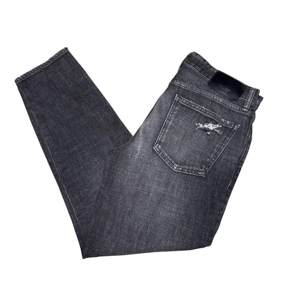 MOUSSY VINTAGE Jeans Distressed Denim Black 28 Slim Tapered Bo Y2K 025DAC12-2210